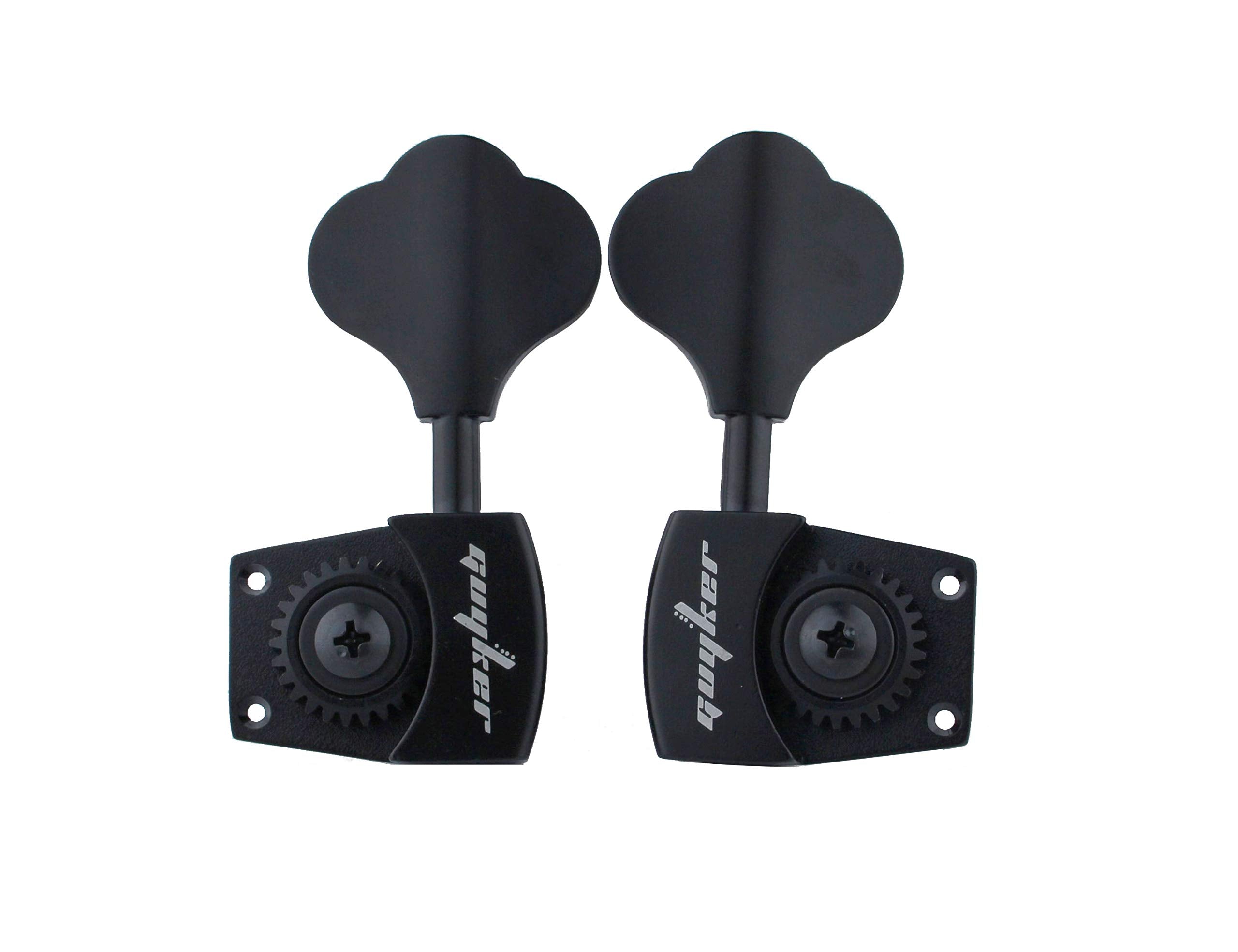 Guyker Bass Tuners (3R + 2L) - 1:26 Ratio Open Gear Tuning Key Pegs Machine Head Replacement for Electric Jazz Guitar Bass or Pr